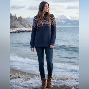 Vintage L.L Bean knit sweater fair isle 100% Organic Cotton